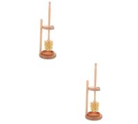 Juego de cepillos de limpieza de baño con estropajo espumoso, mango de madera y soporte para jabón, ultra higiénico y fácil de usar