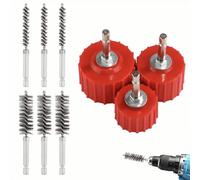 Juego de cepillos de limpieza de tuberías resistentes 9 piezas con varillas para tubos de cobre tubos soldados y herramientas de pulido de postes de motocicleta automáticos (rojo)