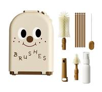 Juego de cepillos de limpieza, escoba para lavar biberones, lavadora reutilizable, 17.6 x 12.2 x 3.4 cm, herramientas de limpieza de grado alimenticio para frascos, tarros, exteriores, campamento y