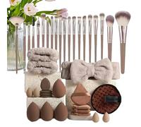 Juego de cepillos de maquillaje: kit de de fibra premium, aplicadores de moda de lujo | Cepillos de cobertura de crema líquida en polvo impecable con diadema confort