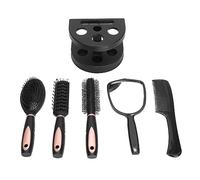 Juego de cepillos de pelo con soporte, 5 piezas de peine para el pelo y soporte para espejo, portátil y elegante para mujeres para cabello seco y húmedo