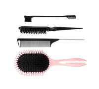 Juego de cepillos de pelo de cerdas con cola clasificada, peine de pelo para burlarse de los bordes, cepillo de pelo para desenredar, cepillo de paleta para mujeres y hombres