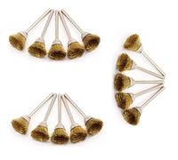 Juego de cepillos de rueda de alambre, juego de cepillos de rueda de alambre de acero tipo cuenco profesional con vástago de 3 mm para jade, cerámica y metal (15 piezas)