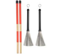 Juego de Cepillos de Tambor de Metal, Varillas de Alambre de Acero Retráctiles Ajustables, Bolsa de Felpa, Accesorios de Percusión para Tambor de Jazz (cepillo de tambor negro)