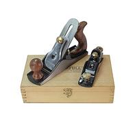 Juego de cepillos Faithfull n.° 4 y n.° 6012 en caja de madera: cepillos manuales de hierro fundido mecanizados con precisión para alisar, recortar, trabajar la veta y carpintería en general.