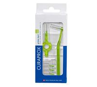 Juego de cepillos interdentales Curaprox CPS 011 prime start, juego de iniciación con 5 cepillos, 2 soportes diferentes, verde, 1,1 mm de diámetro, 5 mm de eficacia