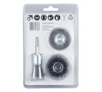 Makita D-66070 - Juego de 3 cepillos de alambre para eliminar el óxido y la limpieza, 1 cepillo de 25 mm de diámetro, 1 cepillo redondo de 50 mm de diámetro, 1 cepillo de olla de 50 mm de diámetro,