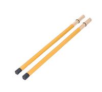 Juego de cepillos para batería, 2 uds., cepillo para baquetas con mango de bambú y mazo para batería de Jazz kit de herramientas y accesorios ligeros de percusión (Amarillo)