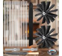 Juego de cepillos para chimeneas, Juego de cepillos para chimeneas, Kit de cepillos para chimeneas (15 varillas flexibles de 41 cm + 2 cabezales de cepillo de 20 cm + accesorios)