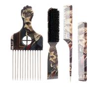 Juego de cepillos para el cuidado del cabello con dientes de metal multifunción, peine de horquilla para el hogar o viajes