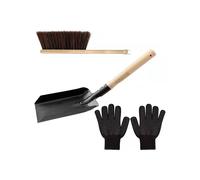 Juego de Cepillos para el Hogar, Guantes de Silicona, Pala para Chimenea, Pala de Mano y Cepillo, Mangos de Madera, Juego de Herramientas para