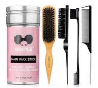 Juego de cepillos para el pelo con cerdas de jabalí, barra de cera para el cabello para mujeres, palo de pelo para alisar el cabello y el encrespamiento, accesorios de moño para mujeres, adolescentes