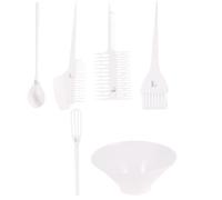 Juego de Cepillos para Teñir el Cabello Cuenco 120 Ml | Pp Blanco, 1 Cepillo 2 Peines y Barra Mezcladora, Uso en Casa y Salón Profesional, Kit de Seis Piezas