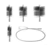 Juego de cepillos para tubos de estufa, varios tamaños, 30/50/80/150 mm, alambre de acero al carbono para eliminación de hollín y escombros, compatible con varillas flexibles, kit limpiador de