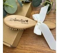 Juego De Cepillos Por El Cabello For Bebés Grabados Personalizados, Regalo De Baby Shower, Madera, Juego De Aseo Personalizado Con Nombre For Recién Nacidos(Massage brush)