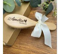 Juego De Cepillos Por El Cabello For Bebés Grabados Personalizados, Regalo De Baby Shower, Madera, Juego De Aseo Personalizado Con Nombre For Recién Nacidos(Wool brush)