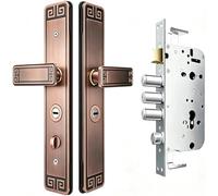 Juego de Cerradura Decorativa Tradicional para PortóN de Villa, Manija Puerta Principal Antirrobo con MúLtiples Pernos, Herrajes Seguridad Confiables el Hogar(B+Inside Open)