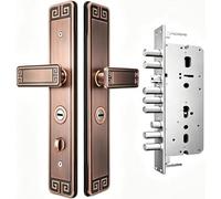Juego de Cerradura Decorativa Tradicional para PortóN de Villa, Manija Puerta Principal Antirrobo con MúLtiples Pernos, Herrajes Seguridad Confiables el Hogar(C+in/Outside Open)