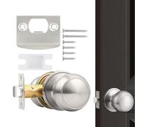 Juego De Cerradura Para Puerta Delantera: Perilla Sin Llave Para Puerta De 30-45 Mm, Reemplazo De Manijas De Puertas Exteriores, Herrajes De Seguridad Con Placa Frontal De Acero, Acabado Galvanizado D