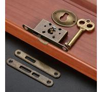 Juego de cerraduras de puerta de gabinete retro antiguo, cerradura de muebles, cerradura de cajón cerradura de gancho para puerta corredera retro con llave (1 unidad)