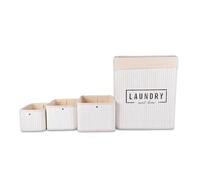 Juego de Cestas de Almacenamiento Y Cestas de Almacenamiento De Bambú Blanco - Conjunto Organización De 4 Piezas Para El Hogar - Varios Tamaños S, M, L, XL, Durable Y Respetuoso con el Medio Ambiente