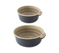 Juego de cestas de desagüe de cocina - Colador de doble capa, recipiente apilable, base antideslizante, fruta, verdura, arandela para pasta, arroz, uva, tomates cherry, preparación de comidas,