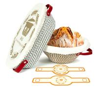 Juego de Cestas de Fermentación Banneton, Cesta Fermentación para Pan,24cm Redondo y 28cm Ovalado,Con inserto de Lino y Alfombrilla de Silicona, Regalo Ideal para Panaderos y Principiantes Panadería