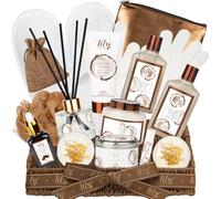 Juego de cestas de regalo de baño y cuerpo para mujer, regalos de Navidad de vainilla y coco para mujeres, cesta de regalo de spa, juego de regalo de baño de 17 piezas, regalos de cuidado personal