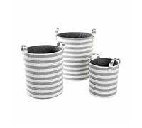 Juego de cestas dkd home decor blanco gris rayas 35 x 35 x 40 cm 3 piezas (3 unidades)