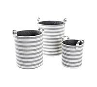 Juego de Cestas DKD Home Decor Gris Rayas Algodón (3 Piezas) (35 x 35 x 40 cm) - Marca: DKD Home Decor - EAN: 8424002006068