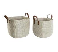Juego de Cestas DKD Home Decor Natural Marrón claro Poliuretano Hierba marina 38 x 38 x 35 cm
