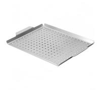 Juego de cestas para parrilla, sartén rectangular individual para accesorios de barbacoa, red resistente para carne de camarón, 40 x 26 cm
