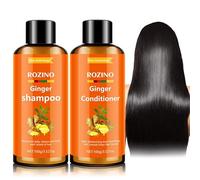 Juego de champú y acondicionador de jengibre, champú antiencrespamiento y acondicionador de queratina para cabello seco, encrespado y dañado, crecimiento y caída del cabello (1Set)