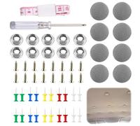 Juego de Chinchetas Techo Coche de 65 Piezas, Juego Universal de Techo Coche Despegado, Incluye Botones, Remaches, Destornillador y Cinta Métrica Para Todo Tipo de Vehículos (Gris)