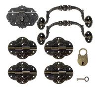 Juego de cierres antiguos de bronce antiguo, diseño de hierro con tornillos, cierres de muebles, tiradores y cerraduras, herrajes para cortinas, cerraduras en cajas, clasicismo