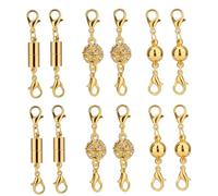 Juego de cierres magnéticos para joyería, extensor de collar de 12 piezas con garra de langosta, cierres seguros para pulseras y bricolaje (dorado)