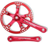 Juego de cigüeñal de bicicleta plegable de 170 mm 130 BCD Bike Square Taper Cranket 45/47/53/56/58T Single Speed Braining Bicycle Bych Cerrank Arm Set para el 6/7/8/9/10 Velocidad, Red-170 mm, 47T
