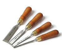 Juego de cinceles biselados, de Narex, con asas de madera roble encerado, 4 piezas