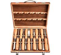 Juego de cinceles de Madera con Estuche de Madera de Primera Calidad, construcción de Acero, Extremo de Martillo para, Tallado, Juego de 12 Piezas