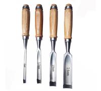 Juego de cinceles de madera de acero al carbono con borde semicircular - Juego de cinceles redondos curvados huecos de 8 mm/12 mm/18 mm/24 mm para manualidades - 4 piezas