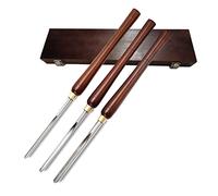 Juego De Cinceles De Torno De Gubia De Cuenco, Herramientas De Torneado De Torno De Madera De 3 Piezas Con Hoja HSS, Mango De Nogal Y Virolas De Latón, (Flauta De 1/4", 3/8 Y 1/2")