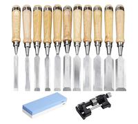 Juego de Cinceles para Madera, Kit de herramientas for tallado y carpintería con mango de madera maciza, guía de afilado y piedra de afilar for carpintería.
