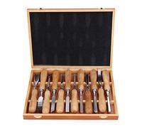Juego de Cinceles para Tallar Madera de 12 Piezas con Mangos de Madera de Primera Calidad, Cuchillas Afiladas y Estuche de Lona, kit de Herramientas Ideal para Carpinteros,