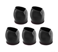 Juego de cinco fundas negras para ruedas para sillas diseñadas para proteger los suelos de daños mientras minimiza el ruido de rodadura hechas de Tpe para un uso duradero en el hogar u oficina