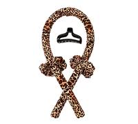 Juego de cinta rizadora de espuma de hierro sin calor, rodillos de seda para cabello largo, rizos suaves sin calor, herramientas portátiles de bricolaje para mujeres y niñas, diseño de leopardo