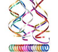 Juego de cintas rizadas brillantes, 16 rollos de 5 mm, hilo de globo ondulado metálico, multicolor, cinta de regalo, cinta de lazo de Navidad, flores de floristería, decoración de fiesta (10 m/rollo)