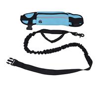 Juego de cinturón de correa para perro para correr, cuerda de tracción elástica reflectante a prueba de explosiones, correa de perro para pasear las manos, material de neopreno (azul cielo)