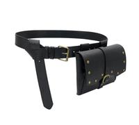 Juego de cinturón y riñonera Medieval de Cuero Negro, Accesorio de Cosplay Vintage de 2 Piezas for Eventos de Halloween y REN Faire