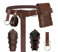 Juego de cinturón y riñonera Medieval renacentista, Accesorio REN Faire de Piel sintética con Falda for Cosplay de Halloween(Bruin)
