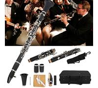 Juego de Clarinete, 17 Teclas de Madera Bb con Paño de Limpieza, Caja de Destornillador de Lengüeta con Estuche, Instrumento Musical de Orquesta, para Principiantes (Negro)